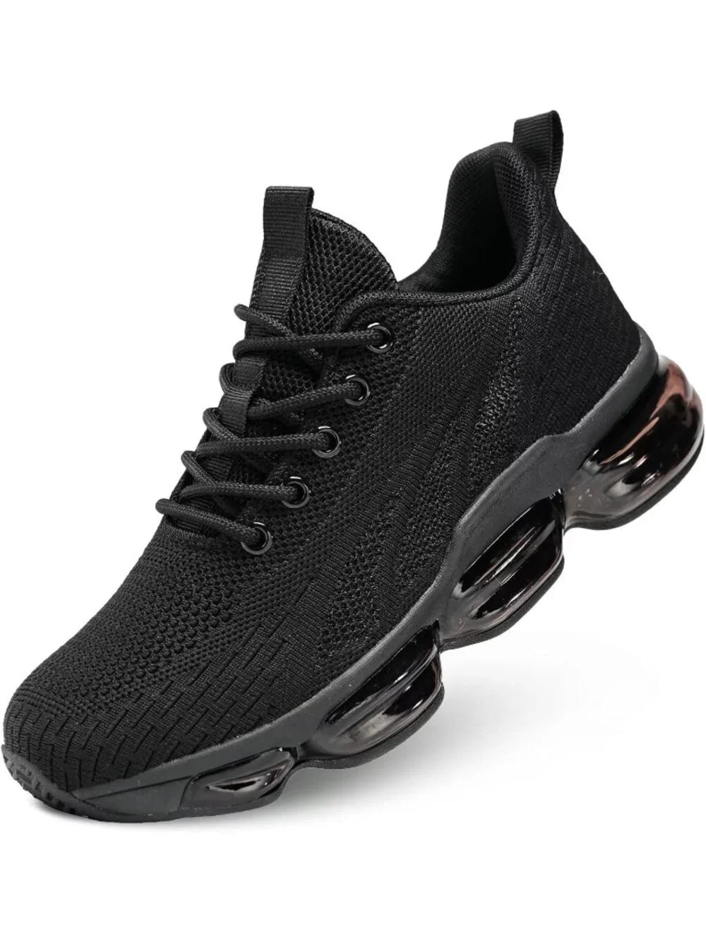 🆕Women's Dark Black Walking Running Shoes Air Cushion Breathable Sneakers